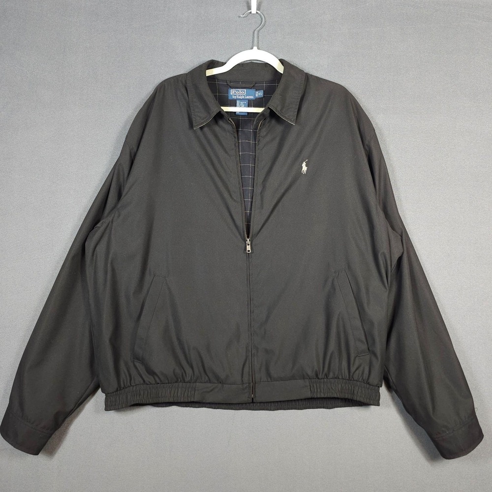 Polo Ralph Lauren Bi-Swing Jacket Mens XL Black Lined Full Zip Windbreaker